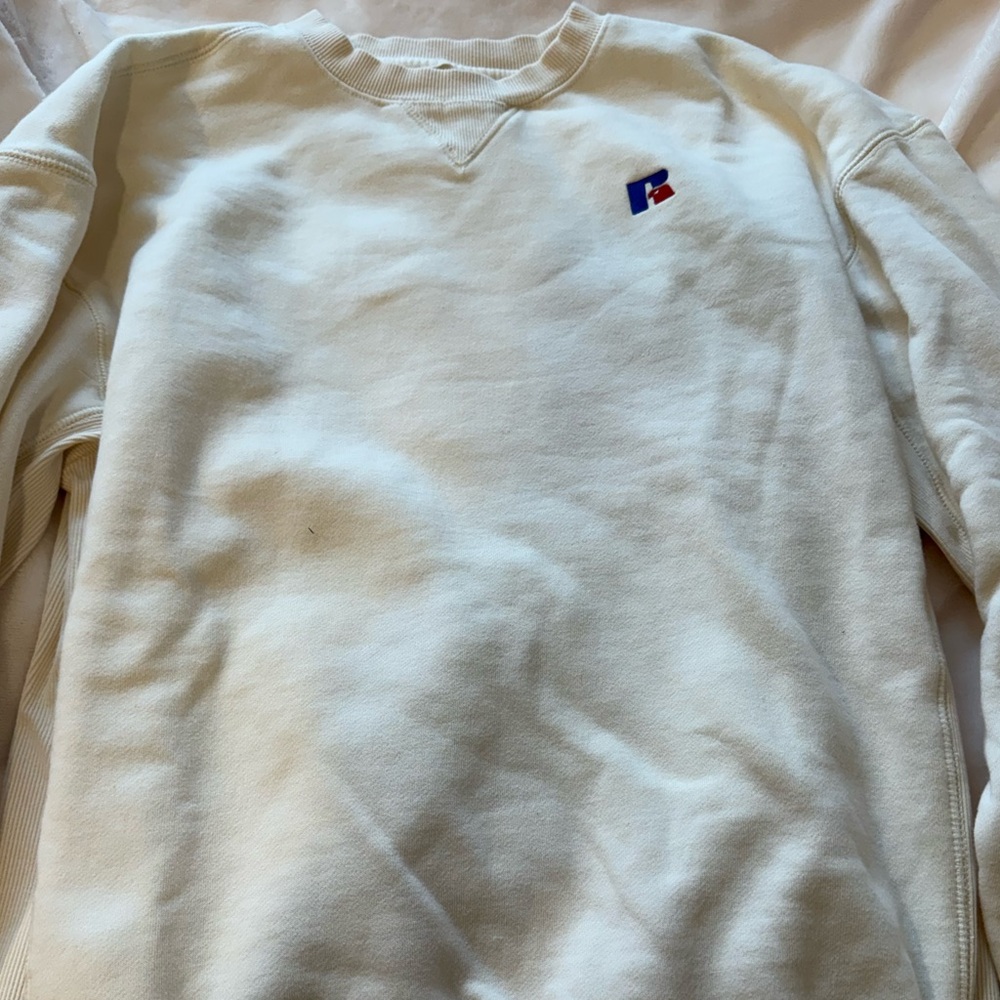 Russell Athletic Cream Crewneck Sweater Relaxed Fit
